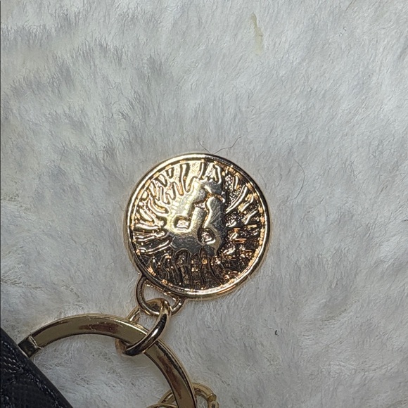 Anne Klein Black Textured Card Holder with Gold Logo - Picture 3 of 4